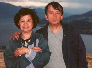 Neda and Ricardo on top of Kelowna, BC Overview Park, June, 1998